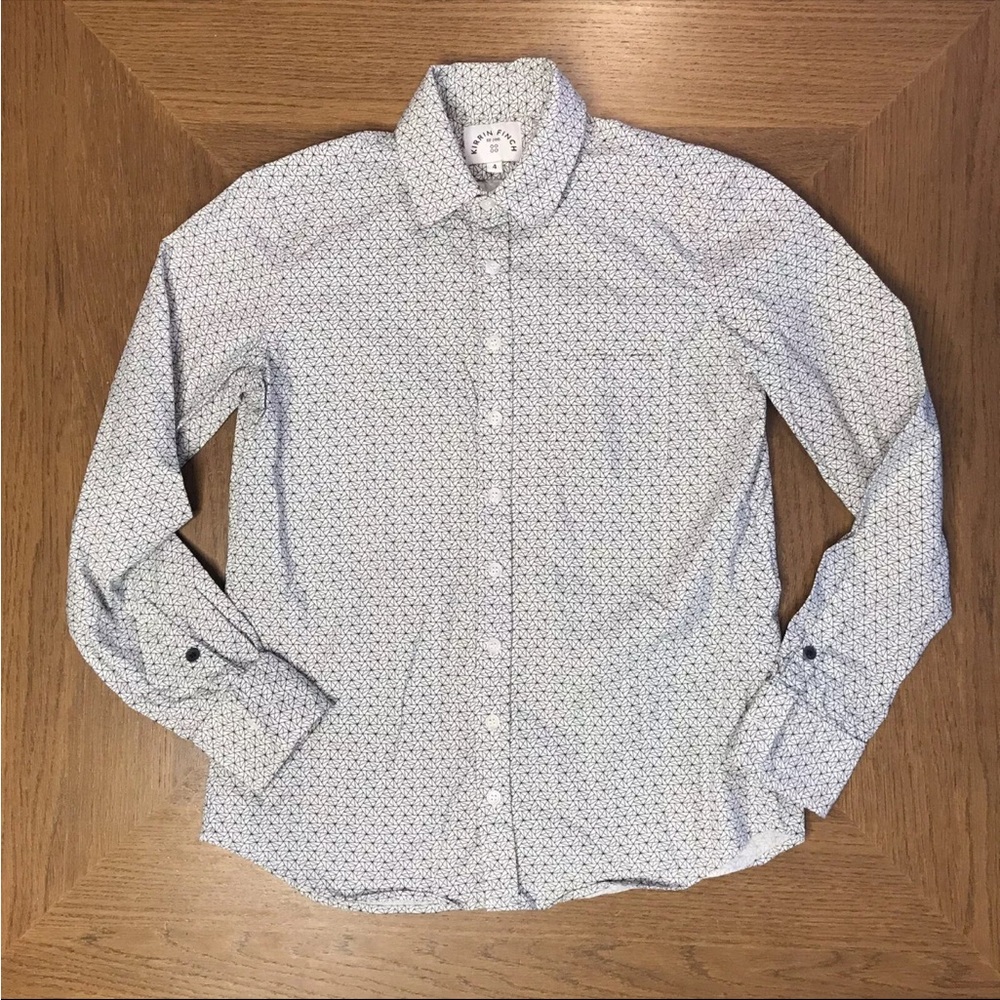 Kirrin finch long sleeve button up - geometric pattern - size 4